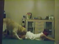 Cute amateur girl's first time dog sex
