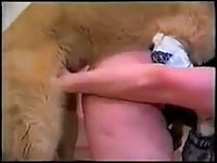 Big tits blonde having dog sex