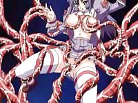 Teen whores with big tits fucked by monster in hentai dungeon
