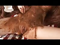 [ Poop  Sex DVD ] Sexy mommy makes her pussy and tits brown with crap