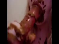 Scat Fetish Sex - Blonde whore sucks dildo full of shit