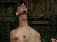 High quality bdsm porn features helpless brunette in restraints being punished by master