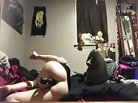 Megan Hufnagle stretches and gapes her loose asshole