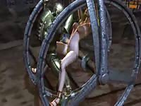 Blonde getting tortured by animal creature in zoophilia hentai