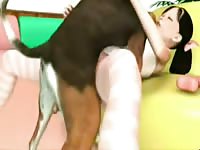 Young lady having animal sex with dog in beastiality cartoon
