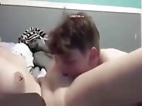 Licked by her brother